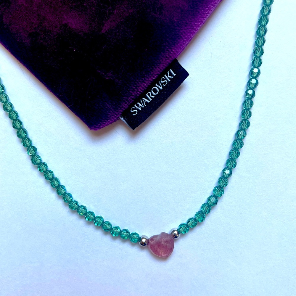 💘Valentine’s Day Swarovski Rose Quartz Heart Necklace💘